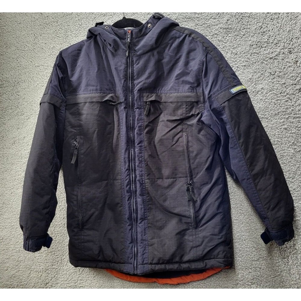 Toma Boys Youth Snowboard Jacket Navy L Hooded Pockets Adjustable Waist Wrists